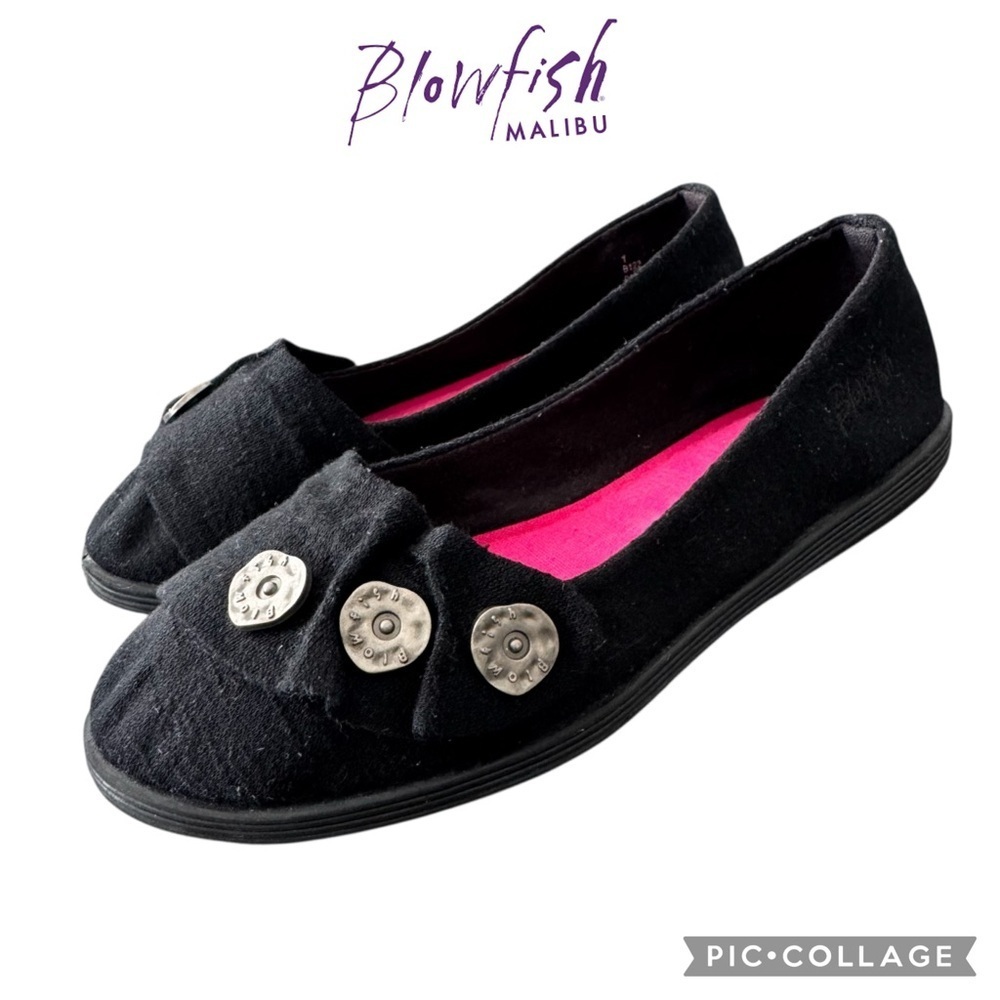 Blowfish Malibu girls fabric cushioned black flats shoes size 1